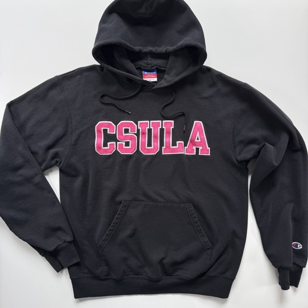 Vintage 90s Champion CSULA Cal State‎ Los Angeles Hoodie Sweatshirt Black Medium